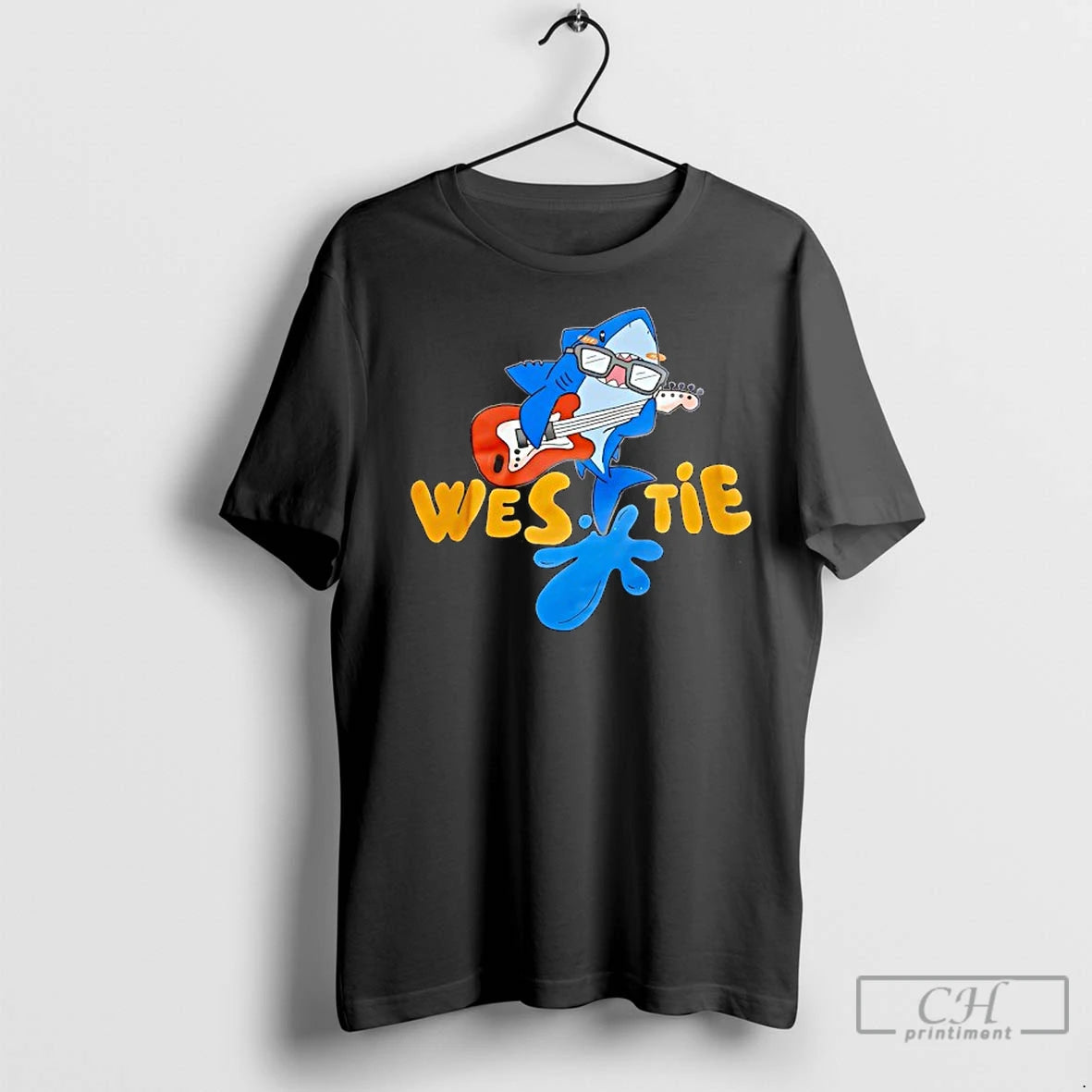 Classic Shark Playing Electric Guitar Westie Shirt Hoodie Sweatshirt | PurePodTees.com