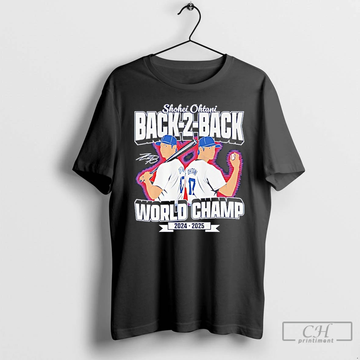 Classic Shohei Ohtani Back To Back World Champs 2024 2025 Signature T Shirts Hoodie Sweatshirt | PurePodTees.com