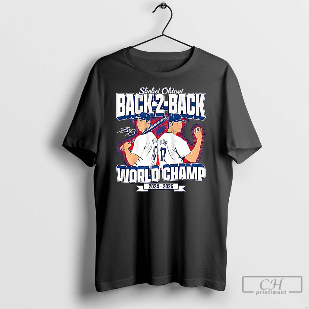 Classic Shohei Ohtani Los Angeles Dodgers Back To Back World Champs 2025 Signature Shirt Hoodie Sweatshirt | PurePodTees.com