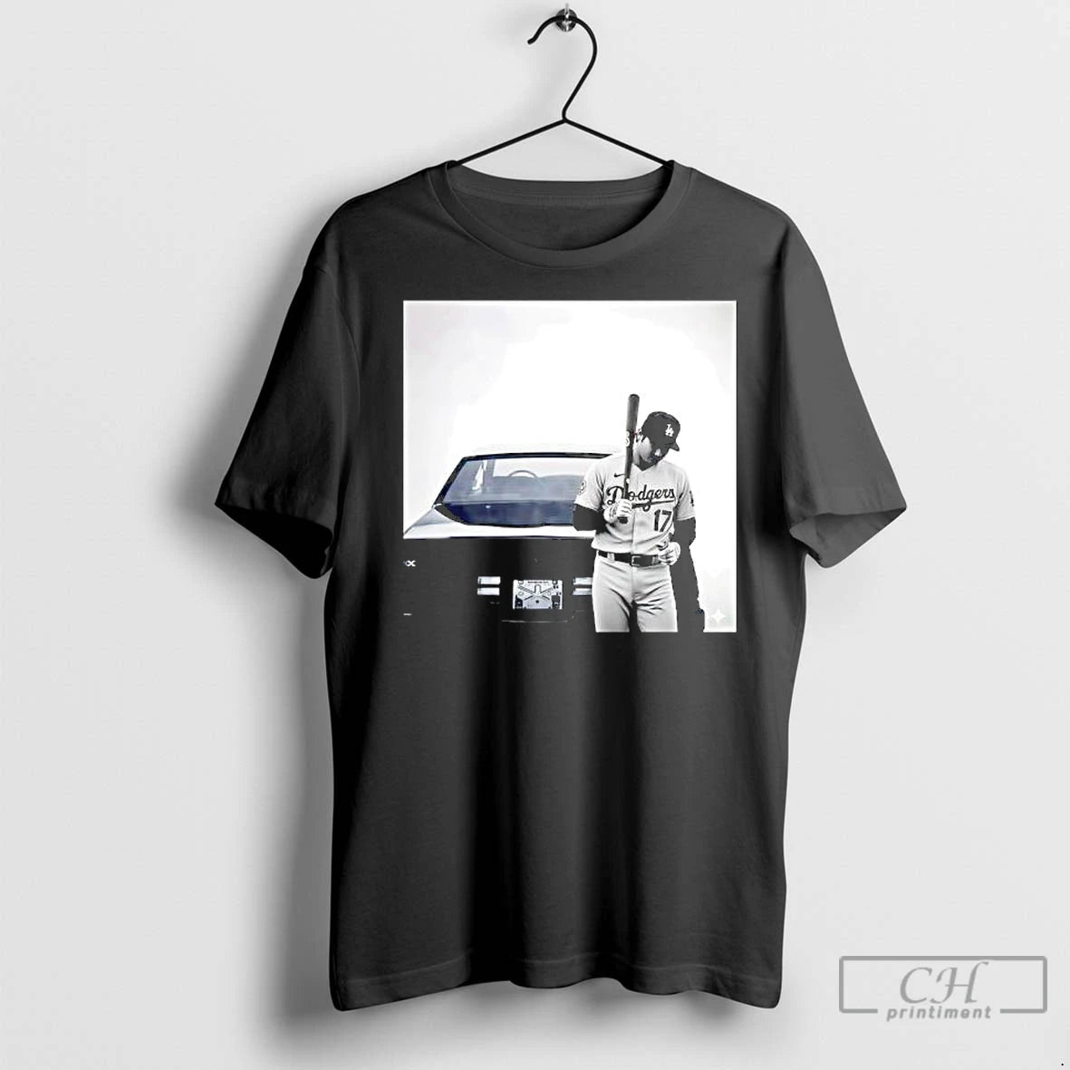 Classic Shohei Ohtani Los Angeles Dodgers Player Standing Vintage Car Photograph Shirt Hoodie Sweatshirt | PurePodTees.com