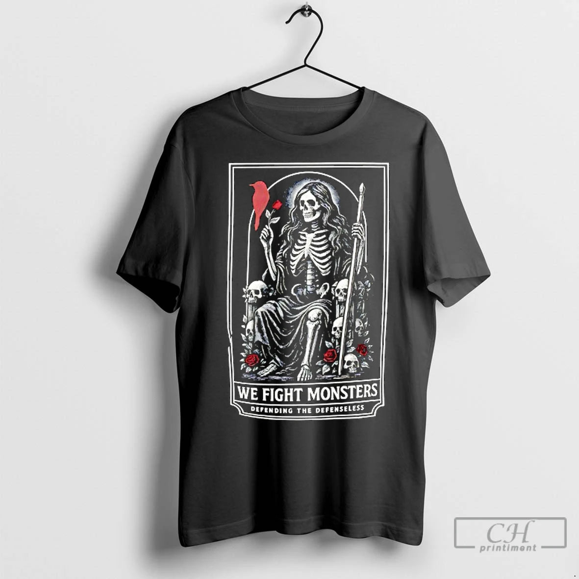 Classic Skeleton We Fight Monsters Defending The Defenseless Shirt Hoodie Sweatshirt | PurePodTees.com