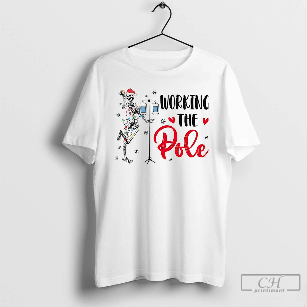 Classic Skeleton Working The Pole Christmas Shirt Hoodie Sweatshirt | PurePodTees.com
