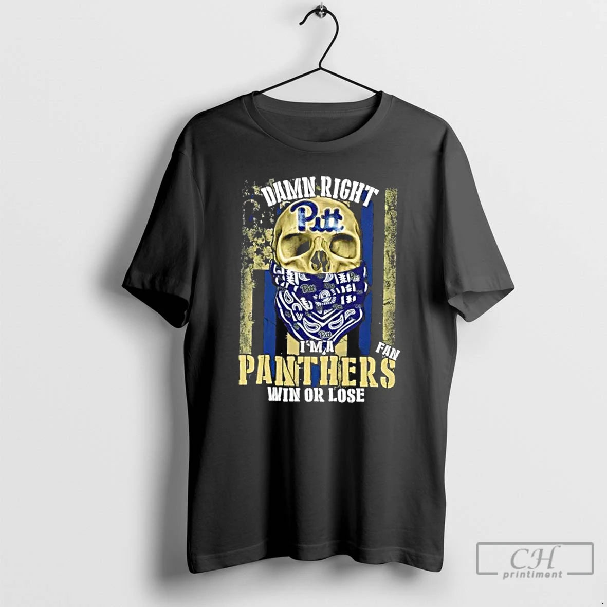 Classic Skull Damn Right Im A Pittsburgh Panthers Fan Win Or Lose Us Flag Shirt Hoodie Sweatshirt | PurePodTees.com