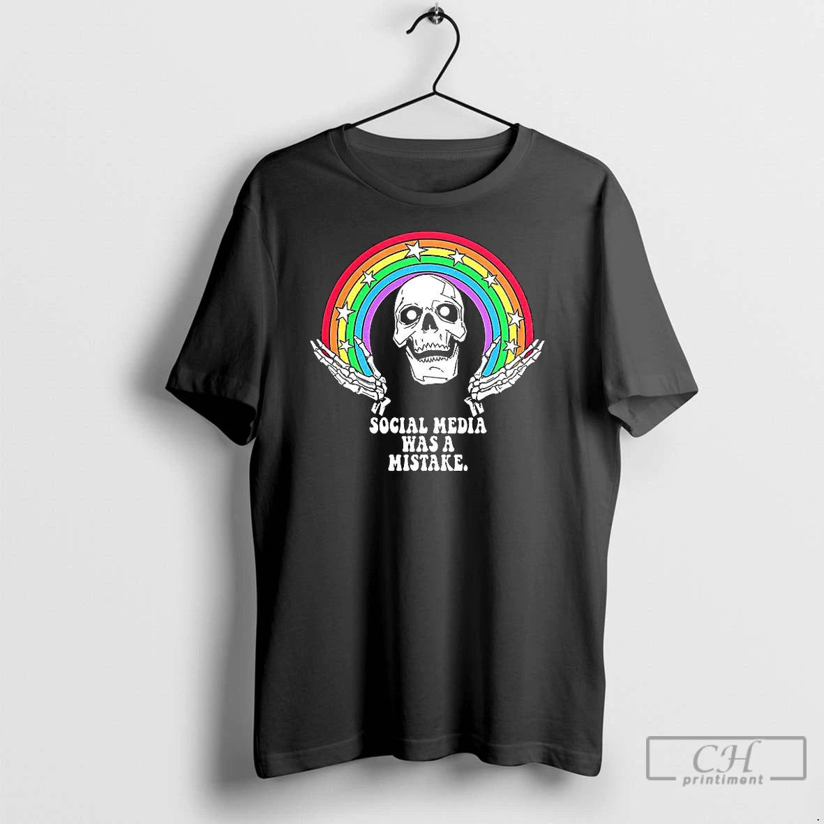 Classic Skull Social Media Was A Mistake Shirt Hoodie Sweatshirt | PurePodTees.com