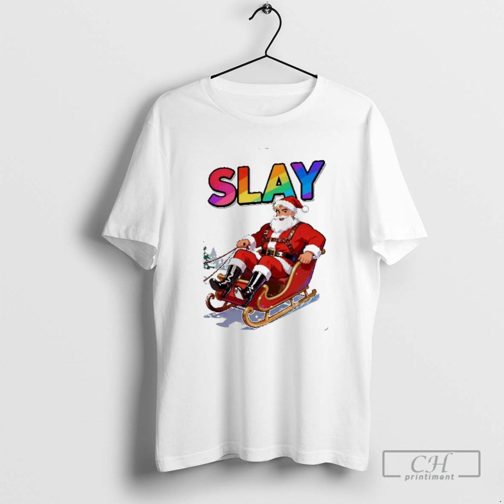Classic Slay Santa Xmas Holiday Christmas Pride Rainbow Shirt Sweater