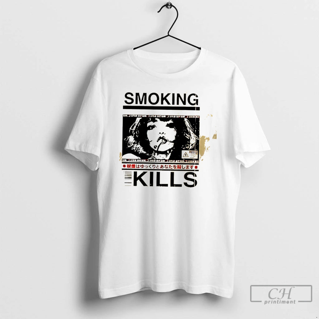 Classic Smoking Kills Retro Manga Anime Graphic Style