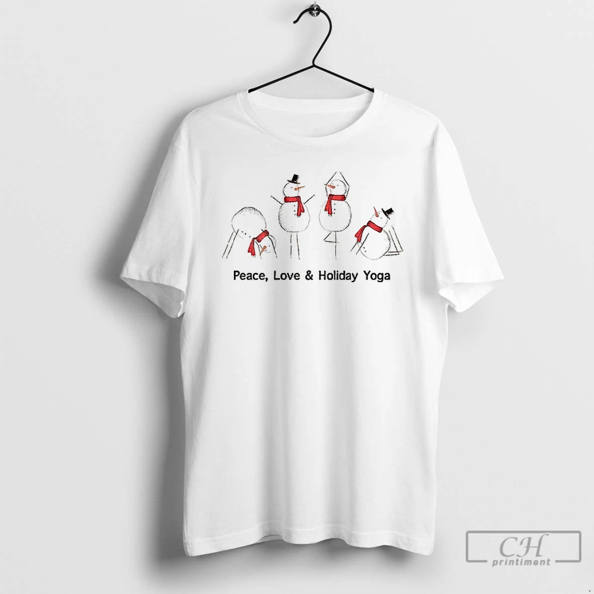 Classic Snowmen Doing Yoga Peace Love And Holiday Yoga Merry Christmas T Shirts Hoodie Sweatshirt | PurePodTees.com