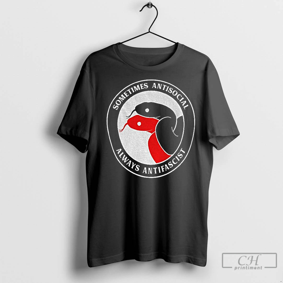 Classic Sometimes Antisocial Always Antifascist Snakes Logo Shirt Hoodie Sweatshirt | PurePodTees.com