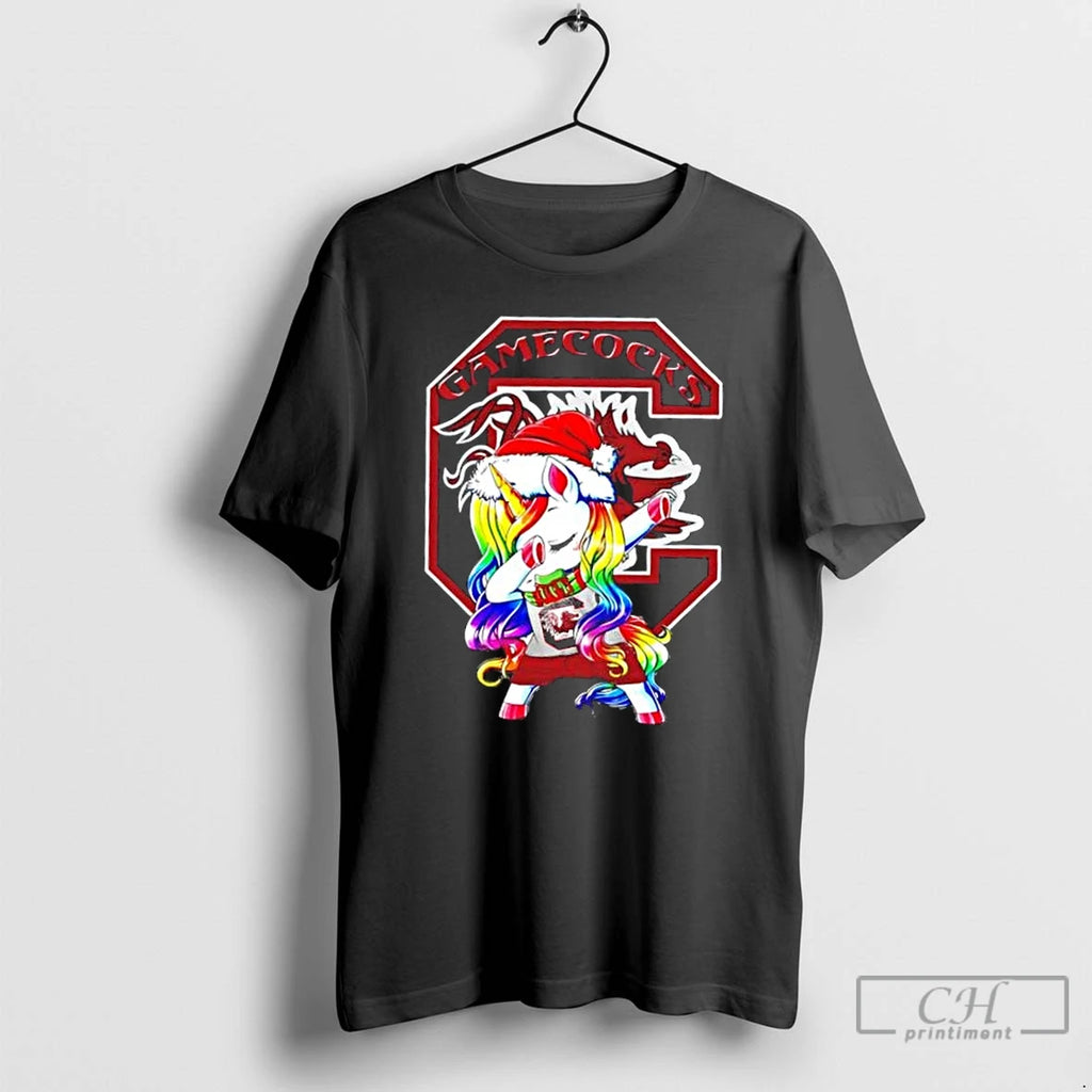 Classic South Carolina Gamecocks Football X Unicorn Santa Hat Dabbing Merry Christmas T Shirts Hoodie Sweatshirt