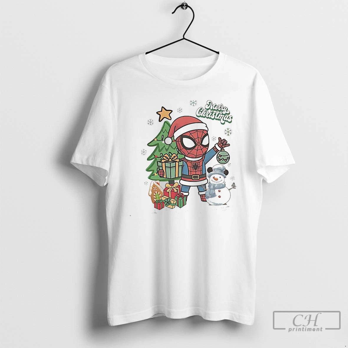 Classic Spiderman Santa Merry Christmas Superhero White T Shirts Hoodie Sweatshirt | PurePodTees.com