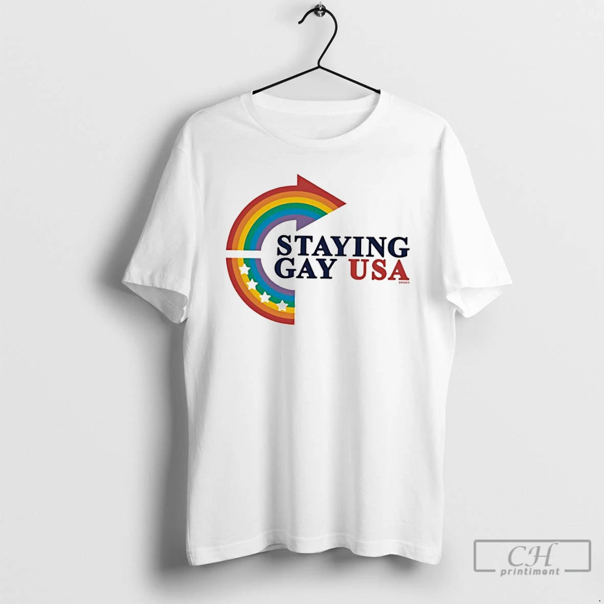 Classic Staying Gay Usa Rainbow Arrow Logo T Shirts Hoodie Sweatshirt | PurePodTees.com