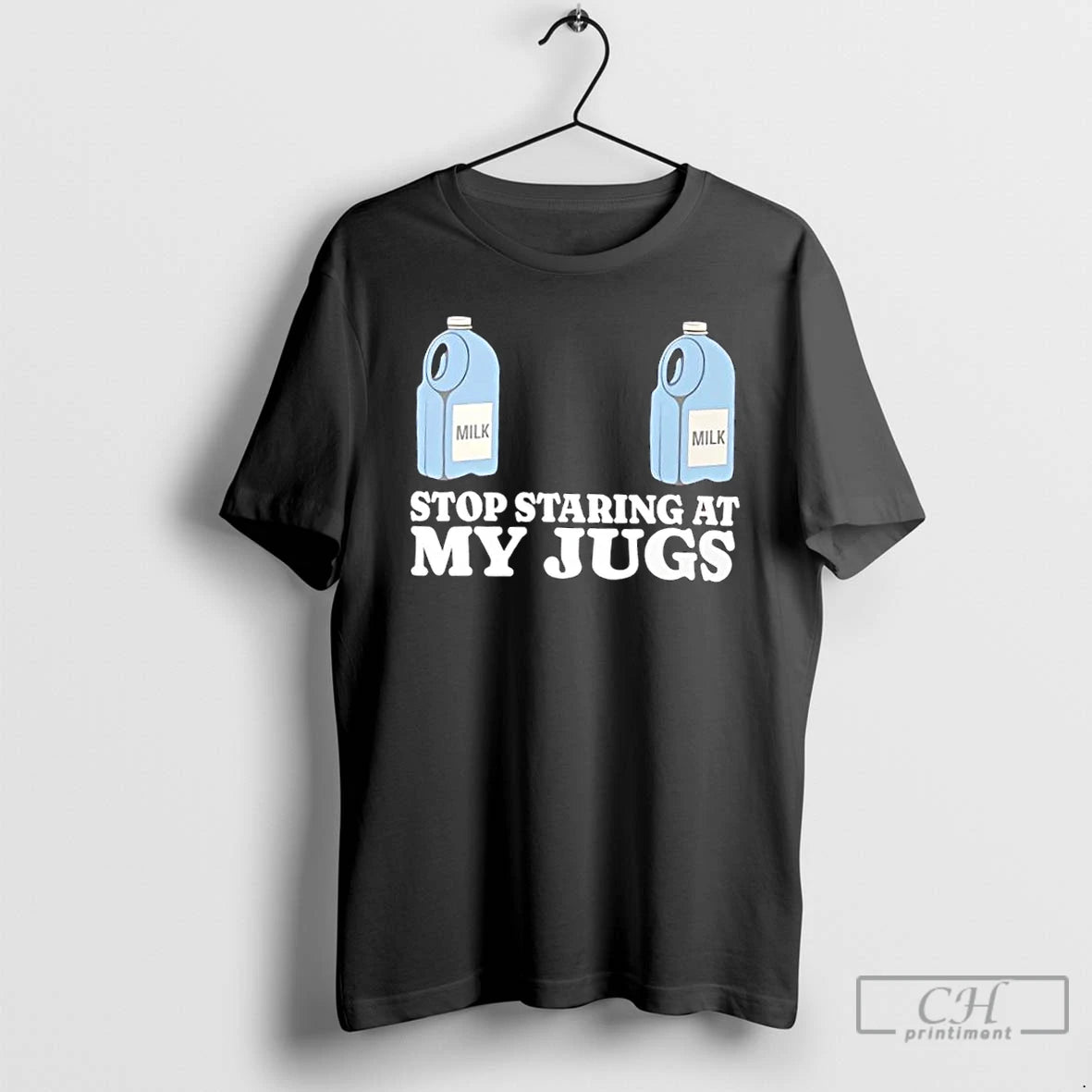 Classic Stop Staring At My Jugs Milk Pun T Shirts Hoodie Sweatshirt | PurePodTees.com