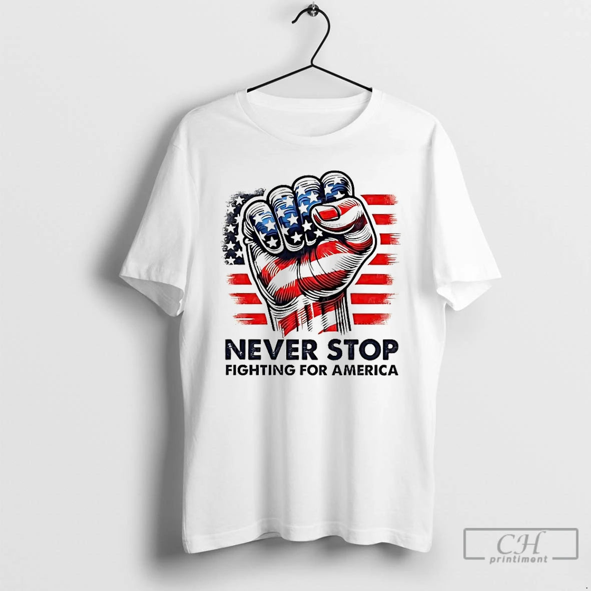 Classic Strong Never Stop Fighting For America Shirt Hoodie Sweatshirt | PurePodTees.com