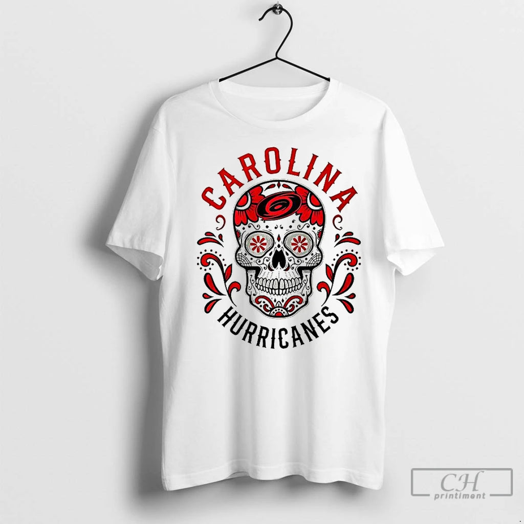 Classic Sugar Skull X Carolina Hurricanes Hockey Shirt Hoodie Sweatshirt | PurePodTees.com