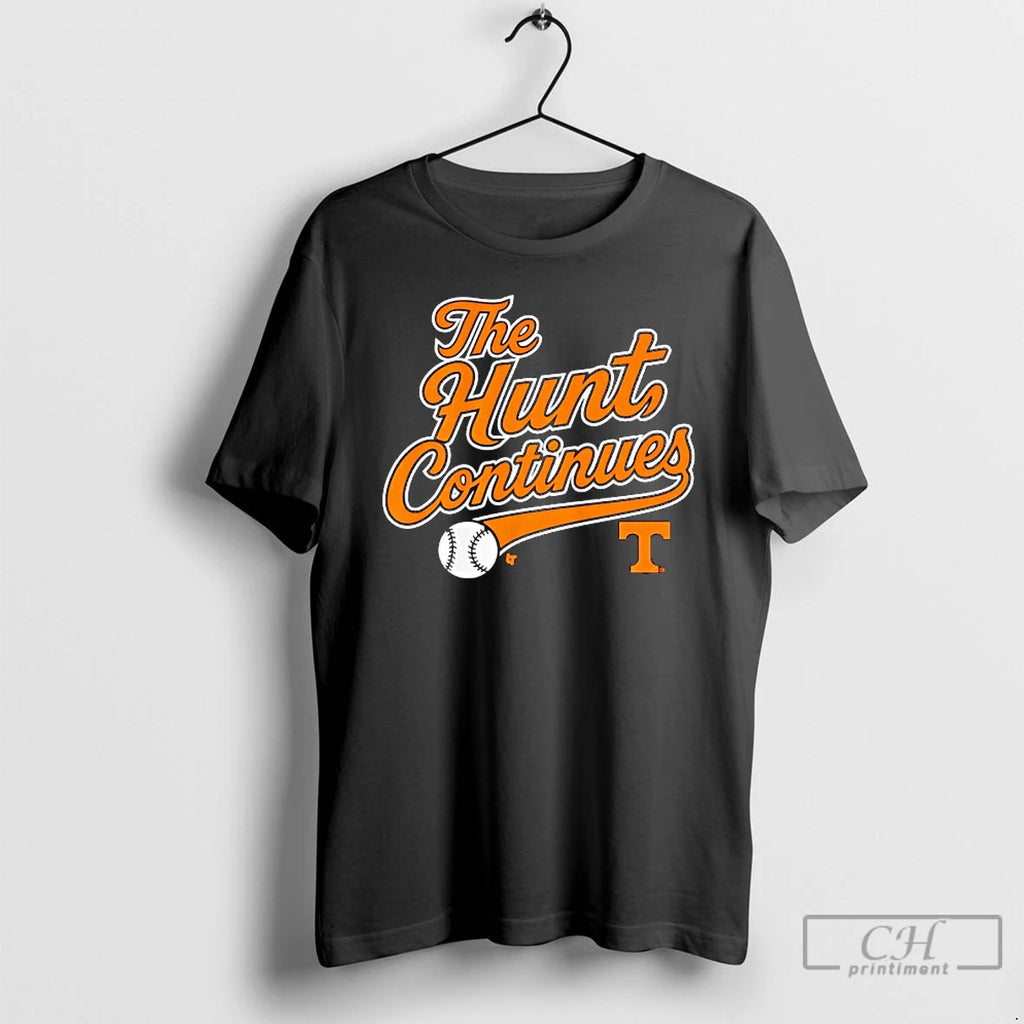 Classic Tennessee Volunteers Baseball The Hunt Continues Logo T Shirts Hoodie Sweatshirt | PurePodTees.com