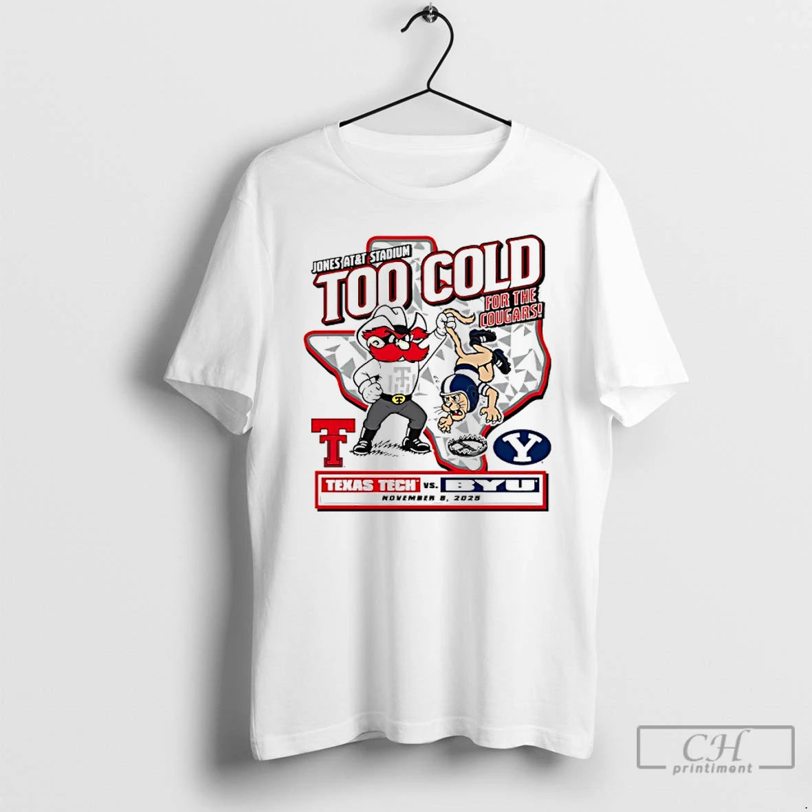 Classic Texas Tech Red Raiders Vs Byu 2025 Too Cold For The Cougars Gameday Shirt Hoodie Sweatshirt | PurePodTees.com