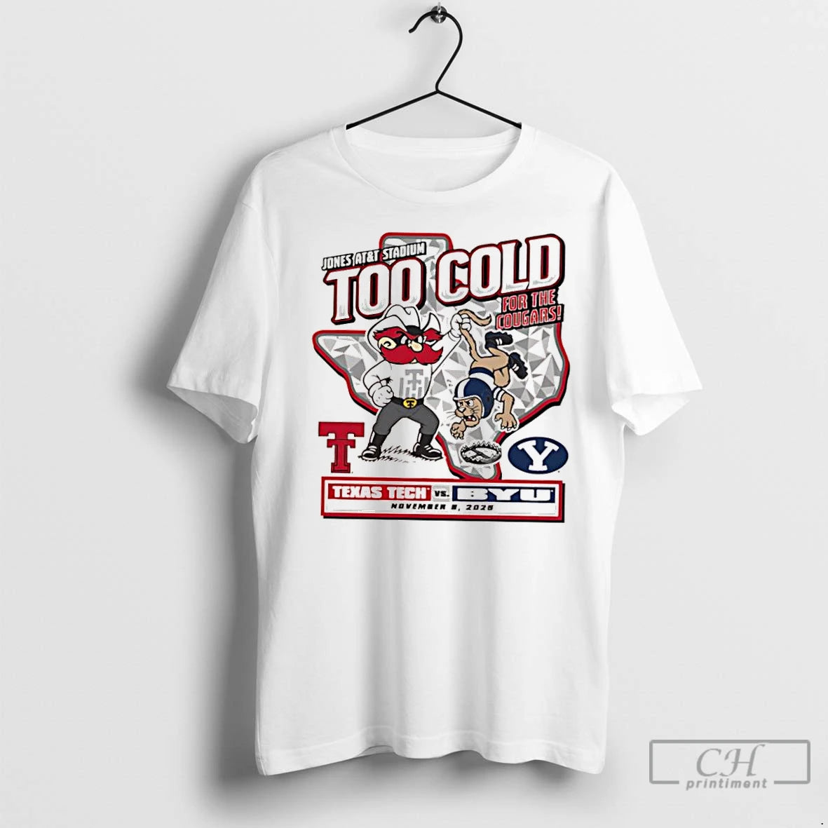 Classic Texas Tech Vs Byu 2025 Too Cold Gameday November 8th 2025 Mascot Logo Shirt Hoodie Sweatshirt | PurePodTees.com