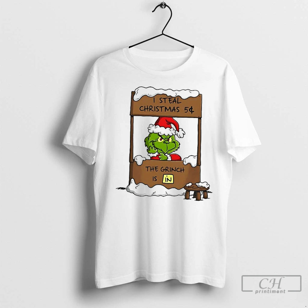 Classic The Grinch Is In I Steal Christmas Five Euro Shirt Hoodie Sweatshirt | PurePodTees.com