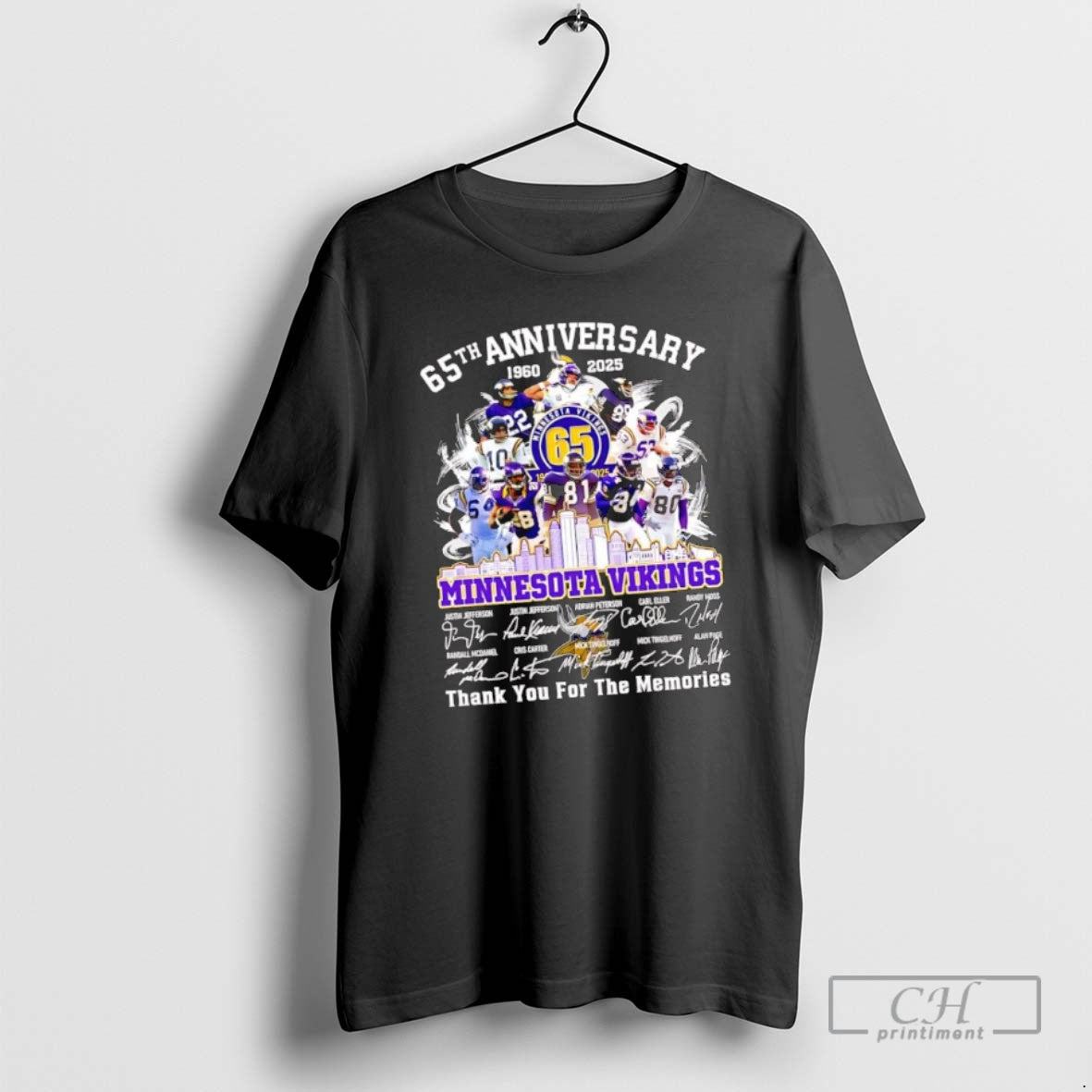 Classic The Minnesota Vikings 65th Anniversary Thank You For The Memories Signatures All Players 1960 Shirt Hoodie Sweatshirt