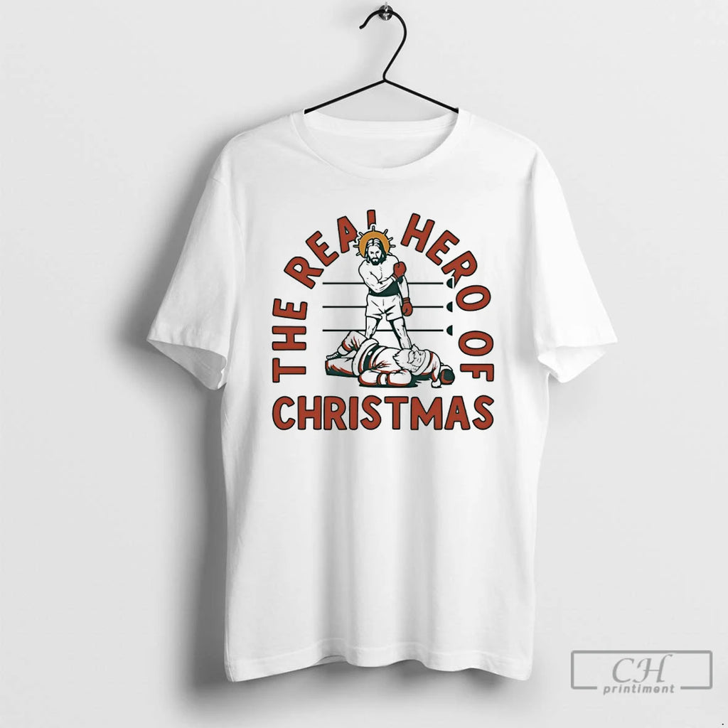 Classic The Real Hero Of Christmas Jesus Boxing Shirt Hoodie Sweatshirt | PurePodTees.com