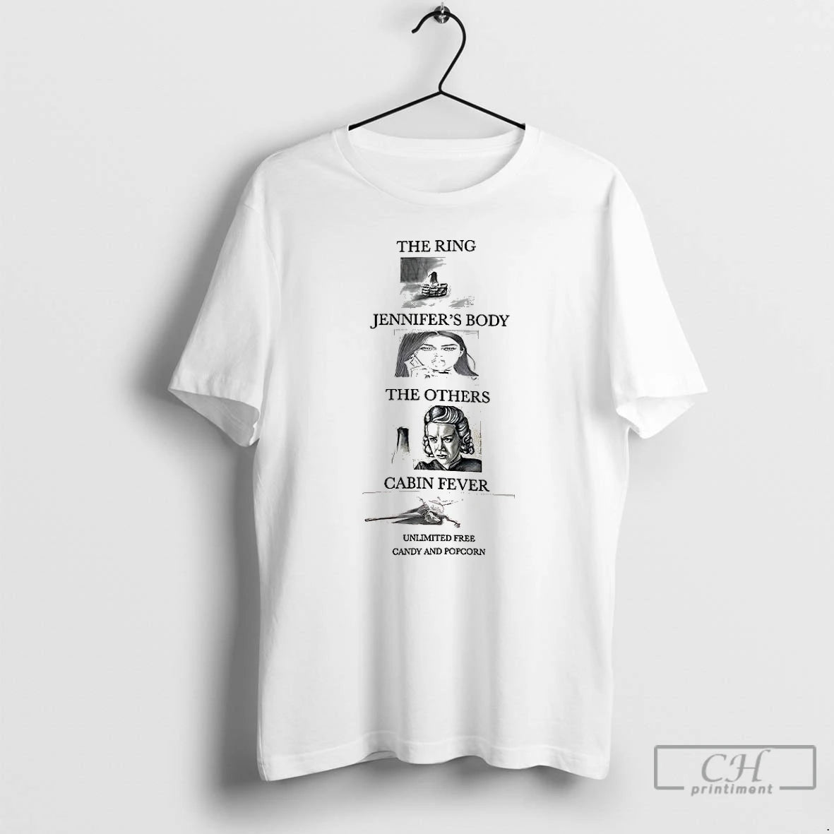 Classic The Ring Jennifers Body The Others Cabin Fever Unlimited Free Candy And Popcorn Horror Shirt Hoodie Sweatshirt
