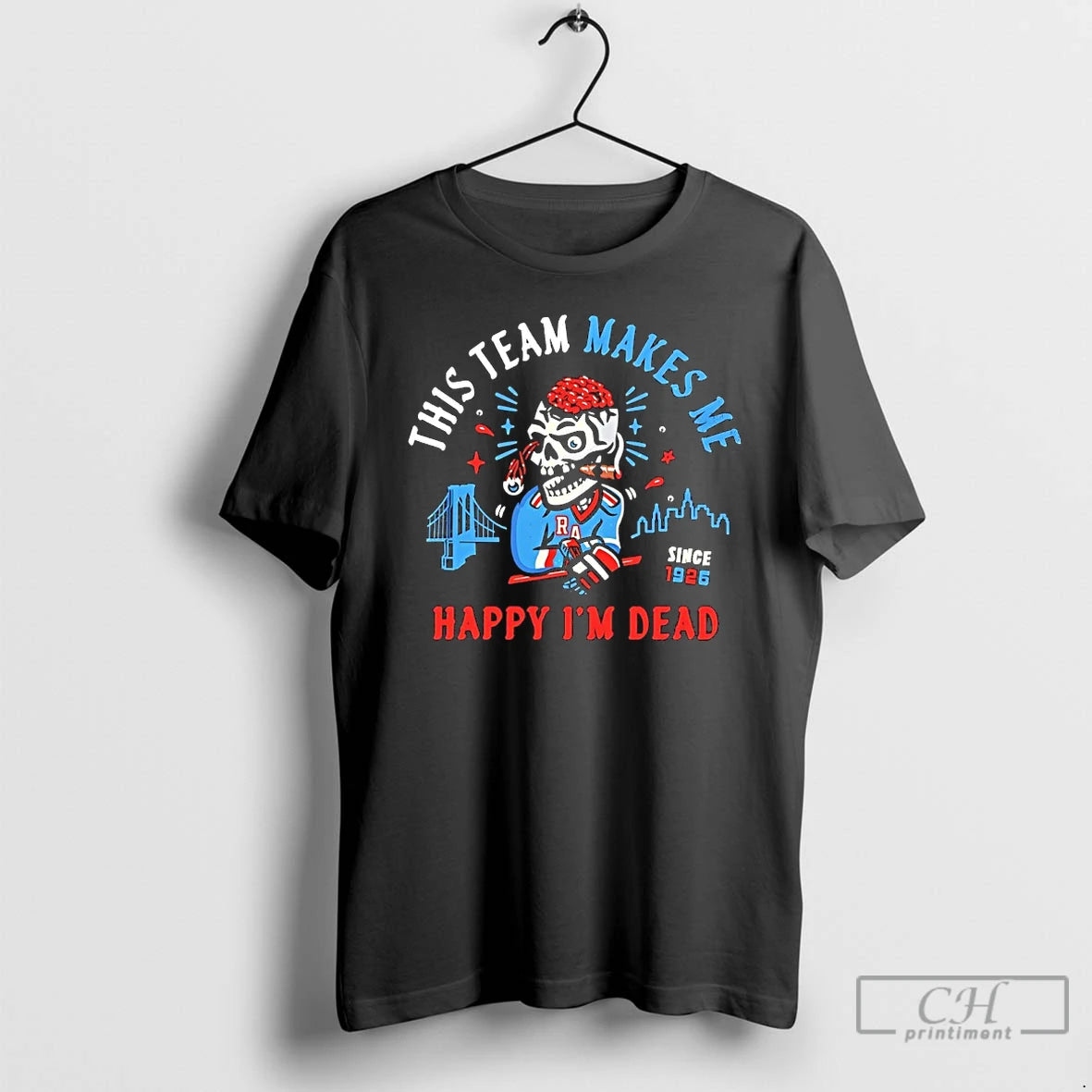 Classic This Team Makes Me Happy Im Dead Since 1926 Skull Cigar Hockey T Shirts Hoodie Sweatshirt | PurePodTees.com