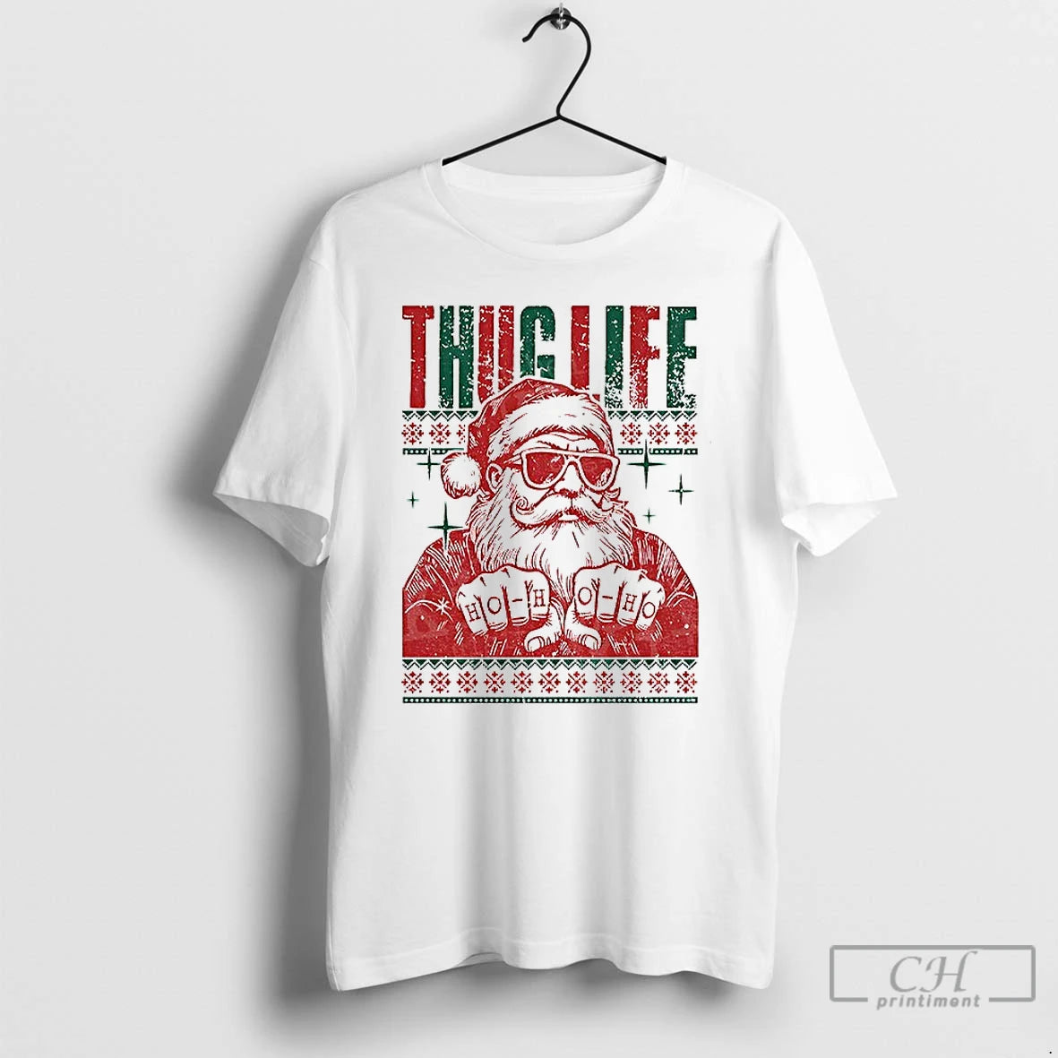 Classic Thug Life Santa Ho Ho Ho Ugly Christmas 2025 T Shirts Hoodie Sweatshirt | PurePodTees.com