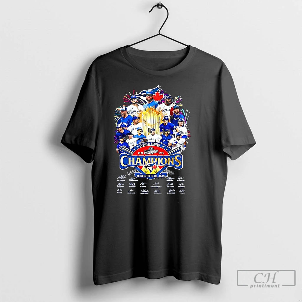 Classic Toronto Blue Jays 2025 World Series Champions Trophy Player Signature Shirt Hoodie Sweatshirt | PurePodTees.com