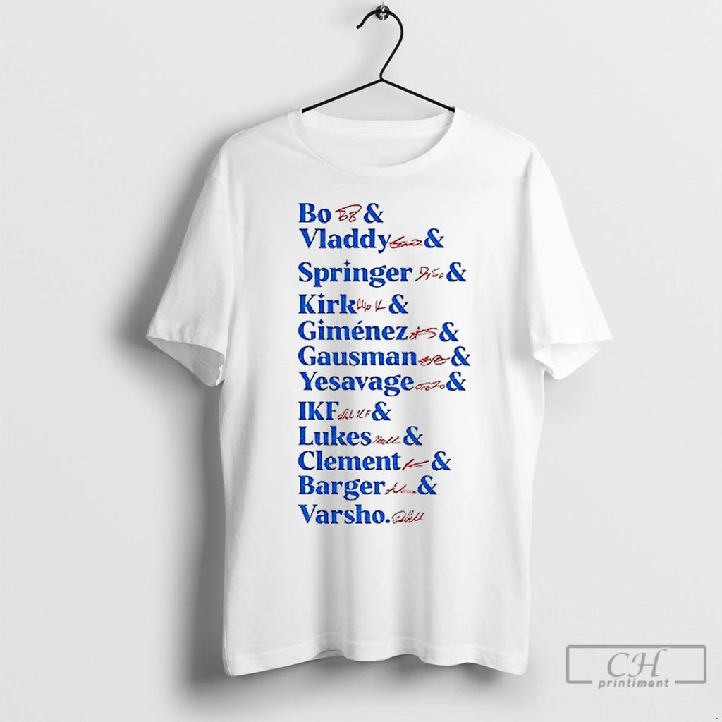 Classic Toronto Blue Jays All Team Bo Vladdy Springer Kirk Gimenez Gausman Yesavage Mlb Baseball Shirt Hoodie Sweatshirt