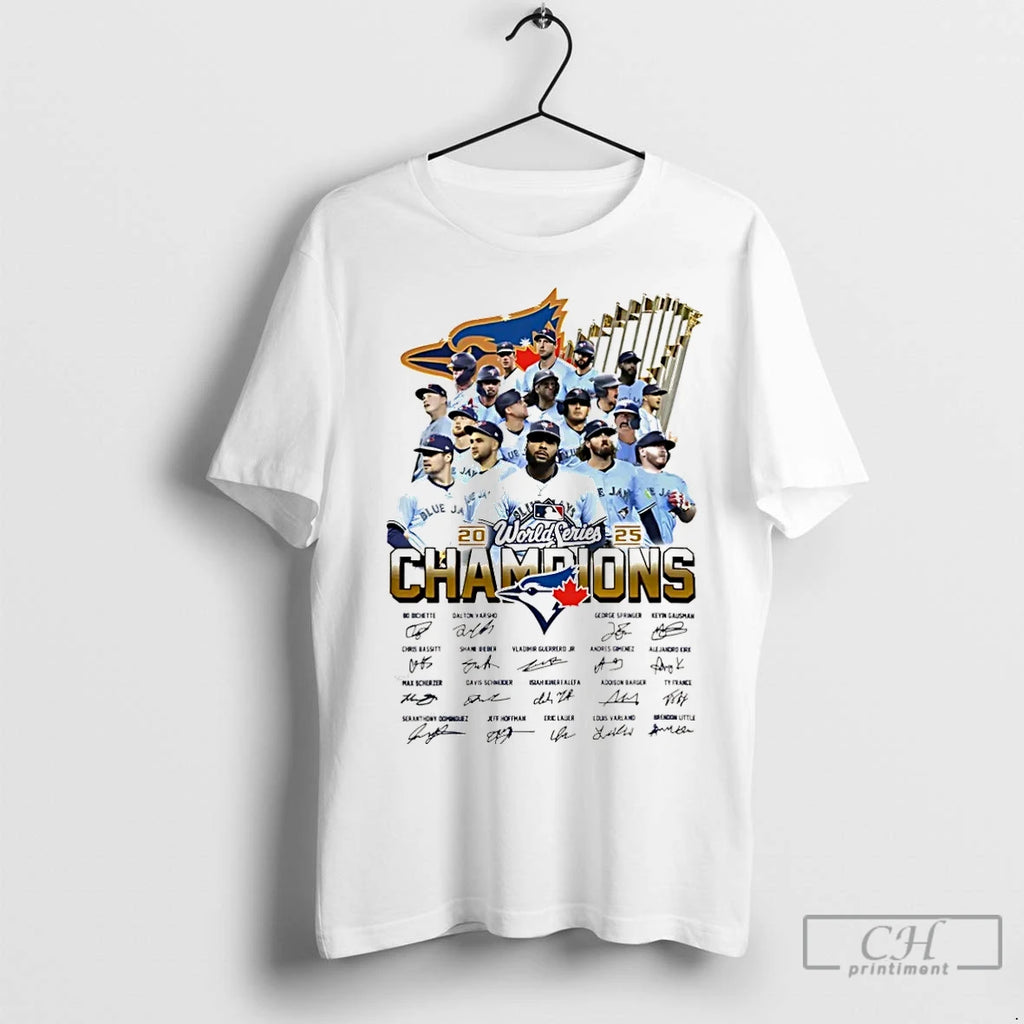 Classic Toronto Blue Jays World Series Champions 2025 All Team Signature Christmas Shirt Hoodie Sweatshirt | PurePodTees.com