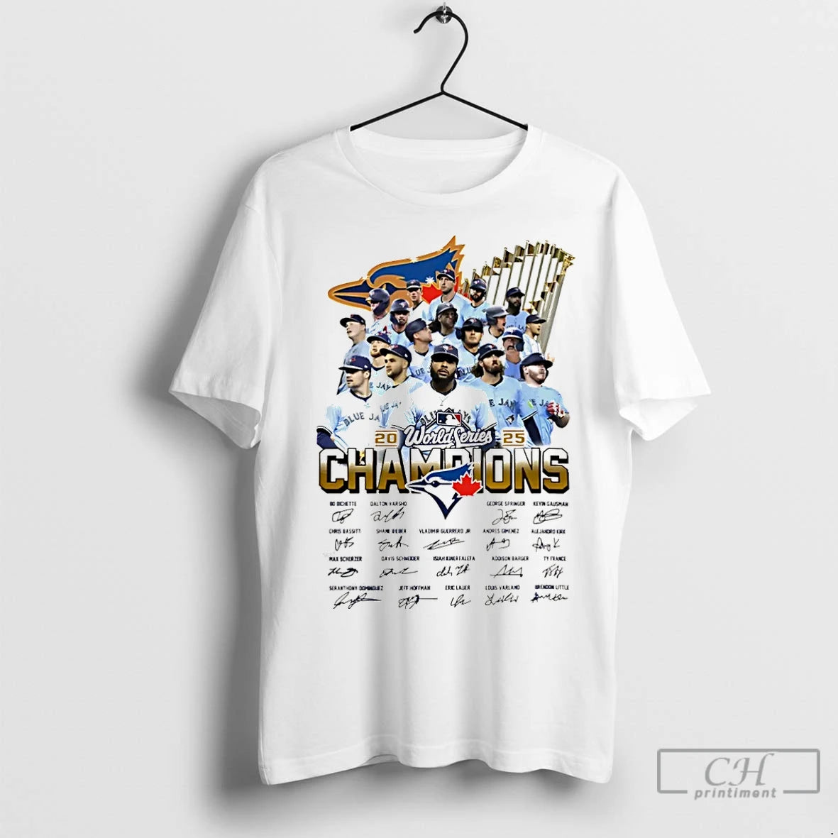 Classic Toronto Blue Jays World Series Champions 2025 All Team Signature Christmas Shirt Hoodie Sweatshirt | PurePodTees.com