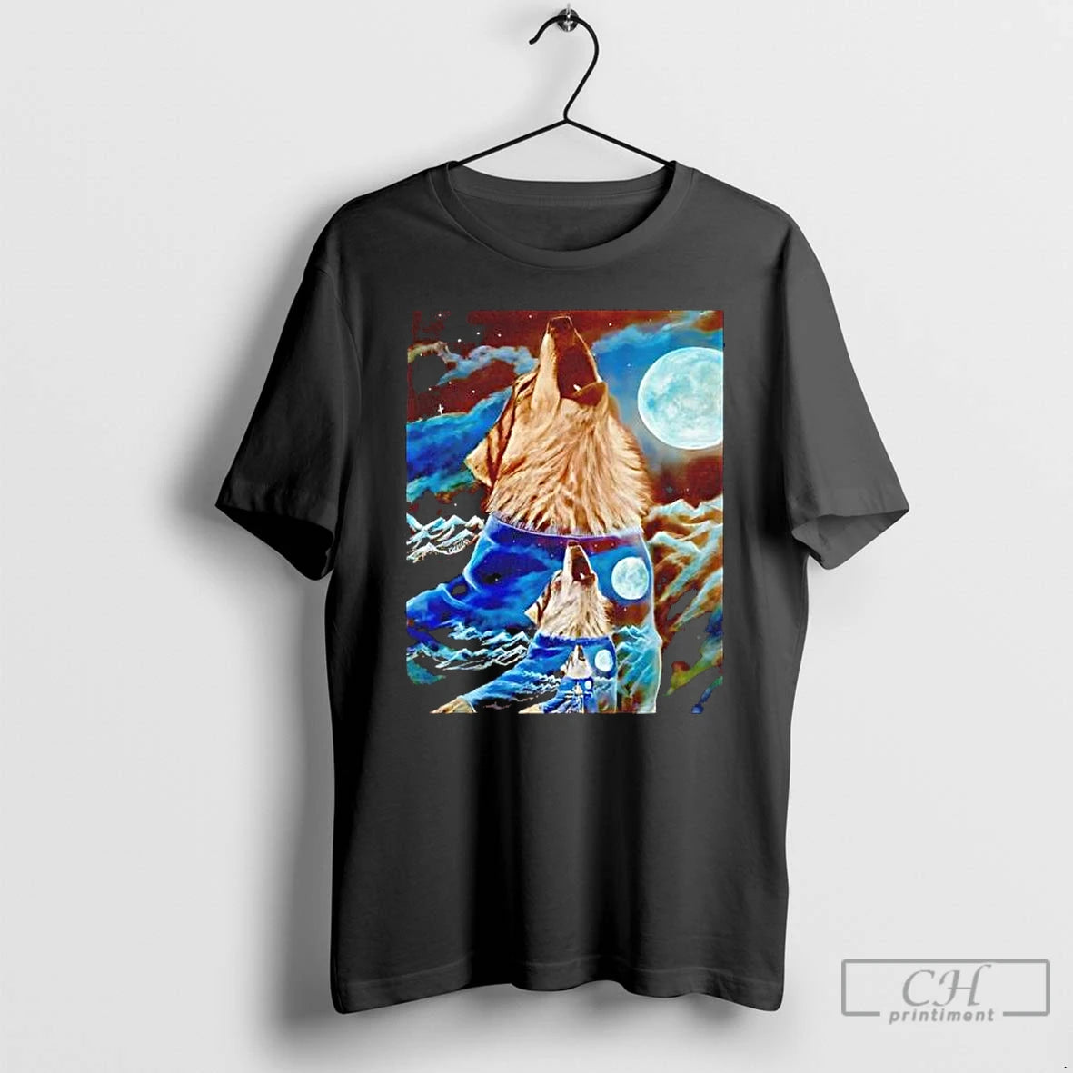 Classic Travis Chapman Wolf And Moon Shirt Hoodie Sweatshirt | PurePodTees.com