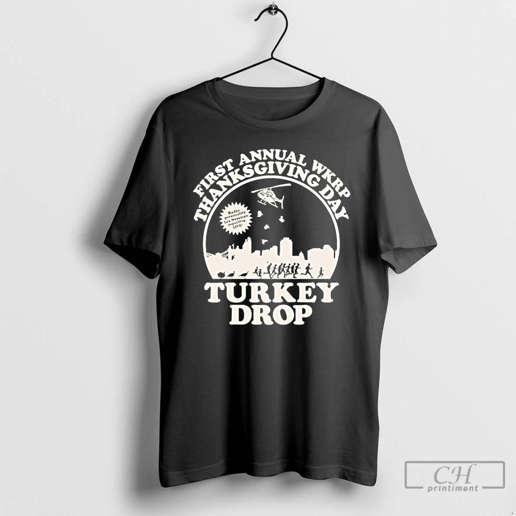 Classic Turkey Drop First Annual Wkrp Thanksgiving Day T Shirts Hoodie Sweatshirt | PurePodTees.com