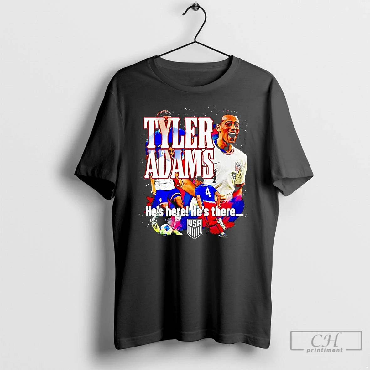 Classic Tyler Adams Hes Here Hes There Shirt Hoodie Sweatshirt | PurePodTees.com