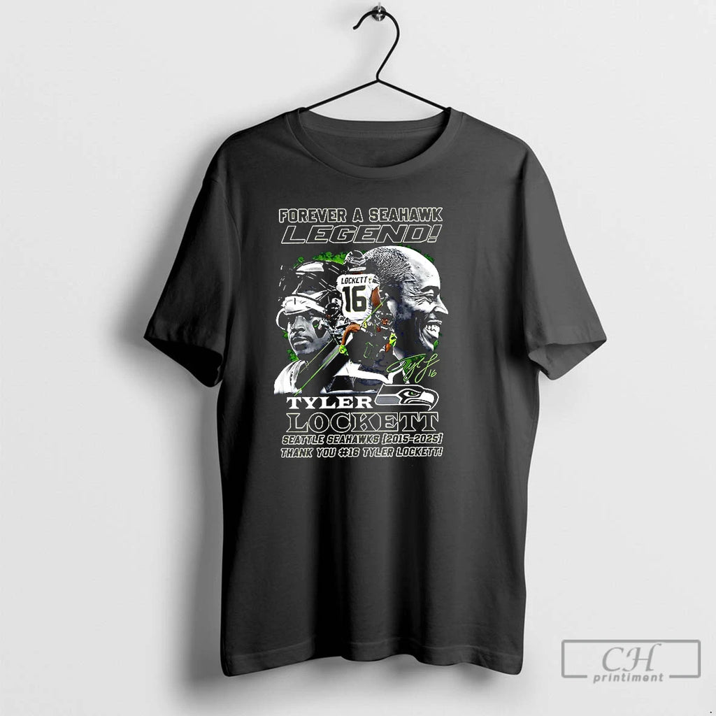 Classic Tyler Lockett Forever A Seattle Seahawk Legend 2015 2025 Signature Shirt Hoodie Sweatshirt | PurePodTees.com