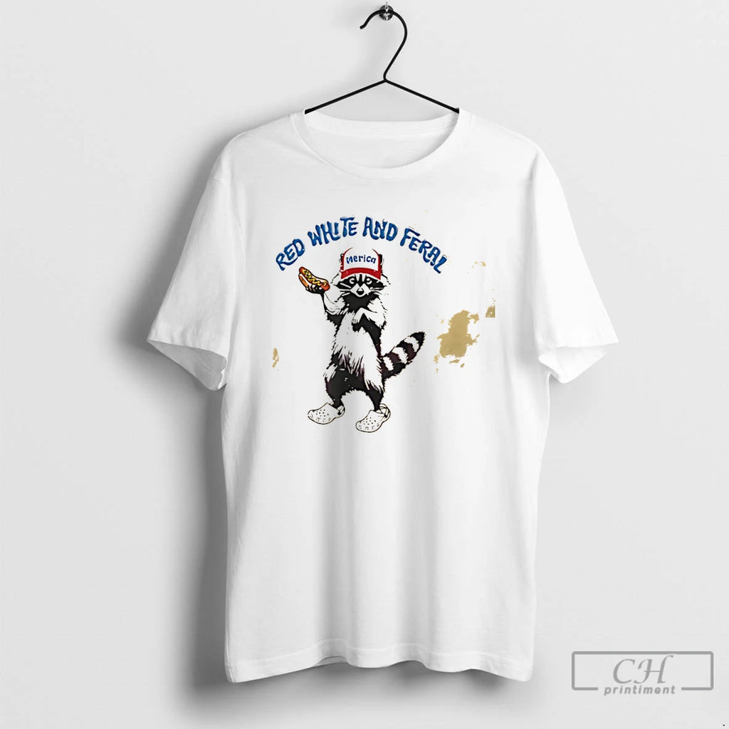 Classic Usa Feral Raccoon Patriotic Red White And Deral