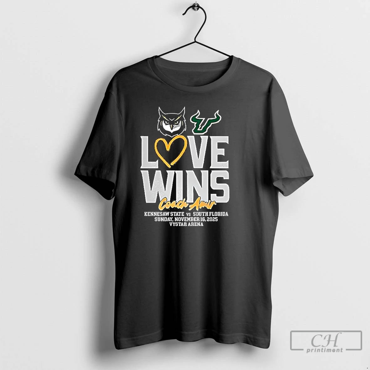 Classic Usf Vs Kennesaw State Owls Love Wins Coach Amir Shirt Hoodie Sweatshirt | PurePodTees.com