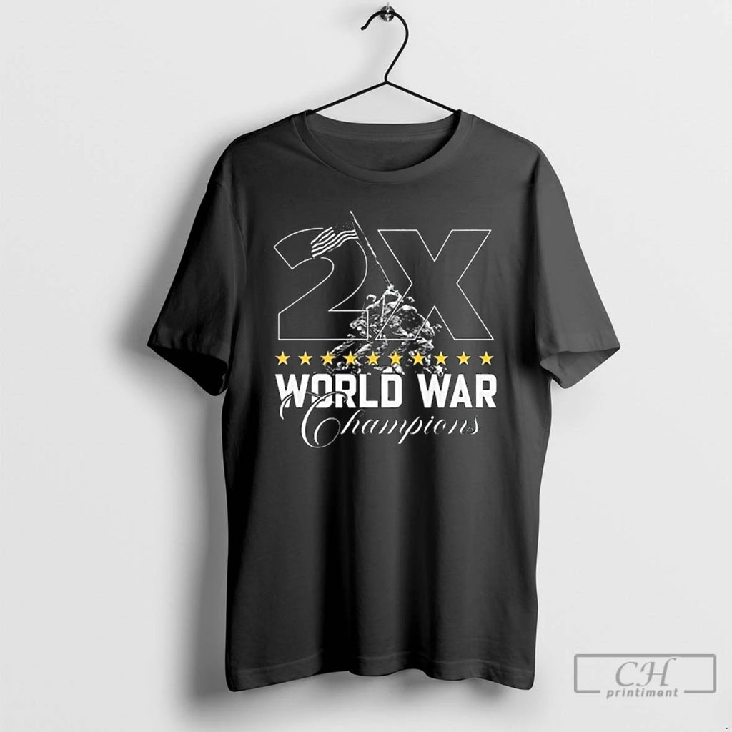 Classic Veterans Day 2025 2x World Champ Long Sleve T Shirts Hoodie Sweatshirt | PurePodTees.com