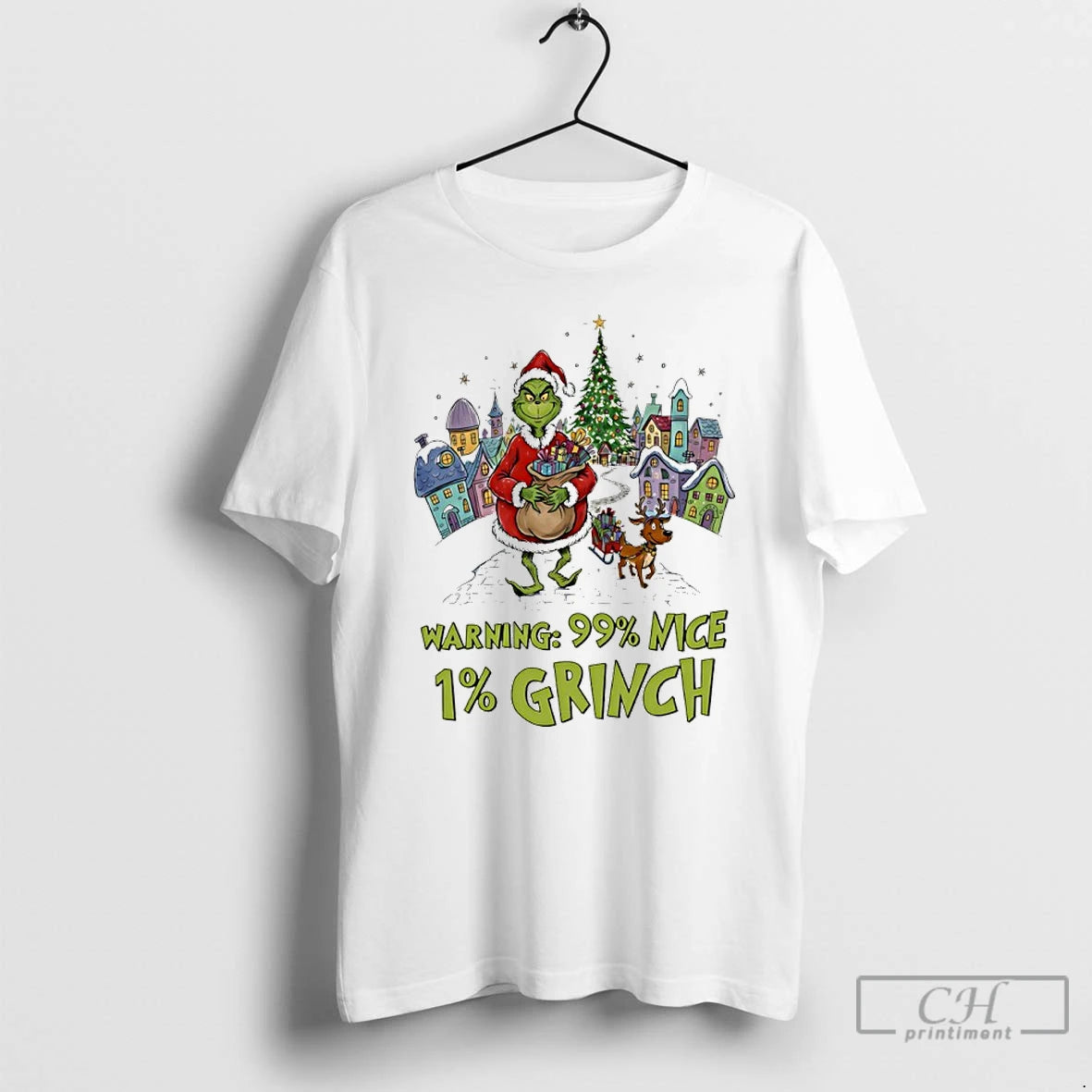 Classic Warning 99 Percent Nice 1 Percent Grinch Christmas T Shirts Hoodie Sweatshirt | PurePodTees.com