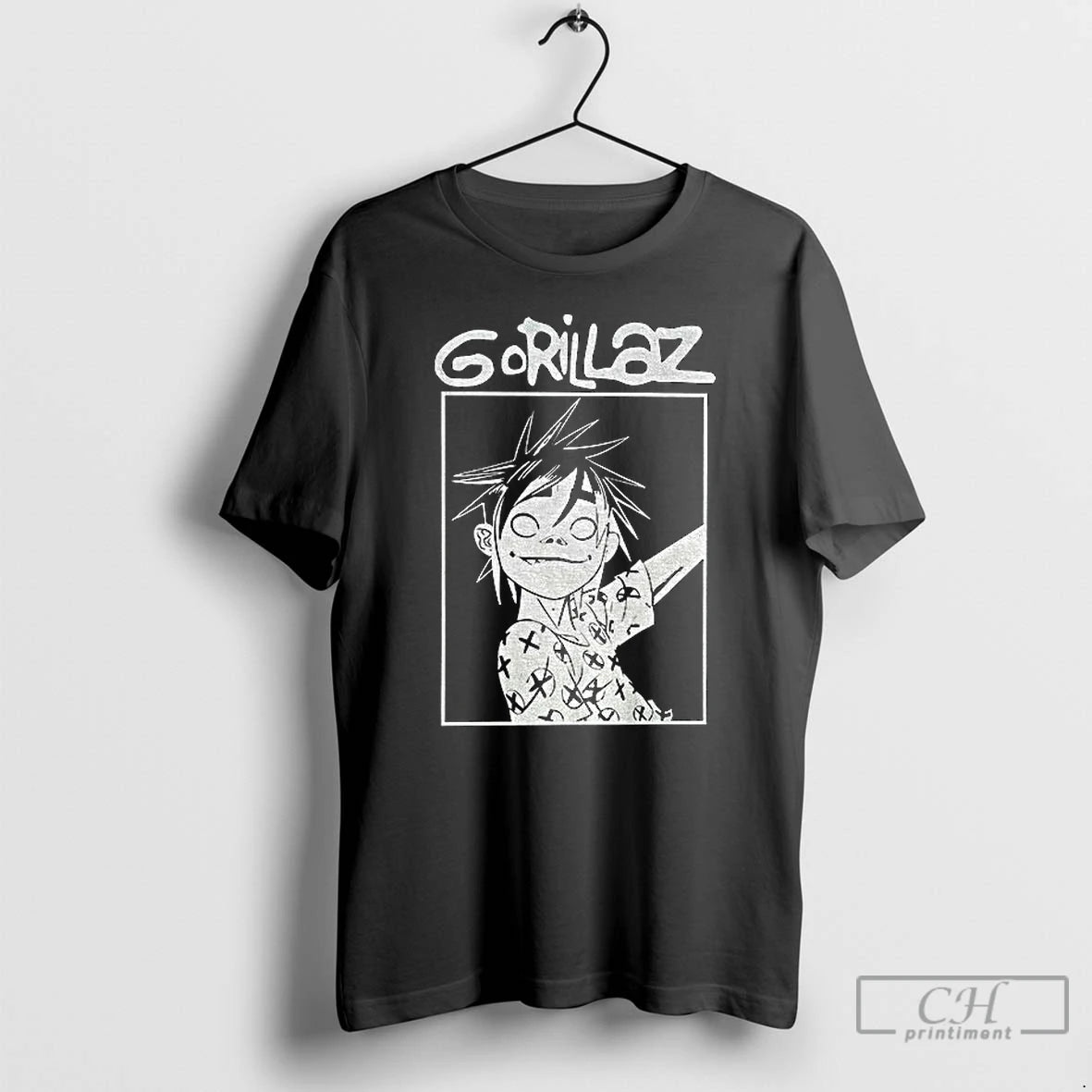 Classic Weyewcz5 Gorillaz Music Black And White Graphic T Shirts Hoodie Sweatshirt | PurePodTees.com