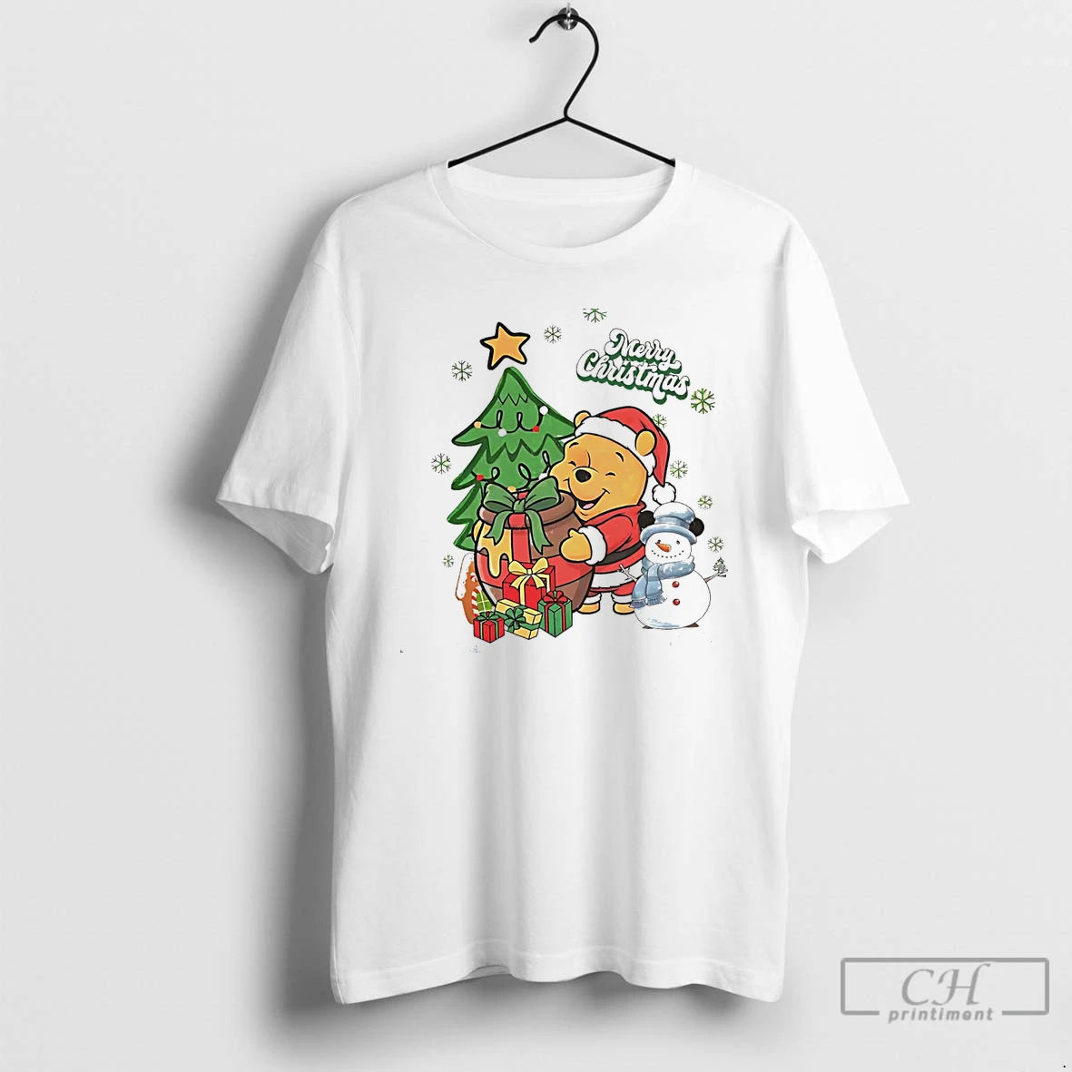 Classic Winnie The Pooh Santa Honey Pot Christmas White T Shirts Hoodie Sweatshirt | PurePodTees.com
