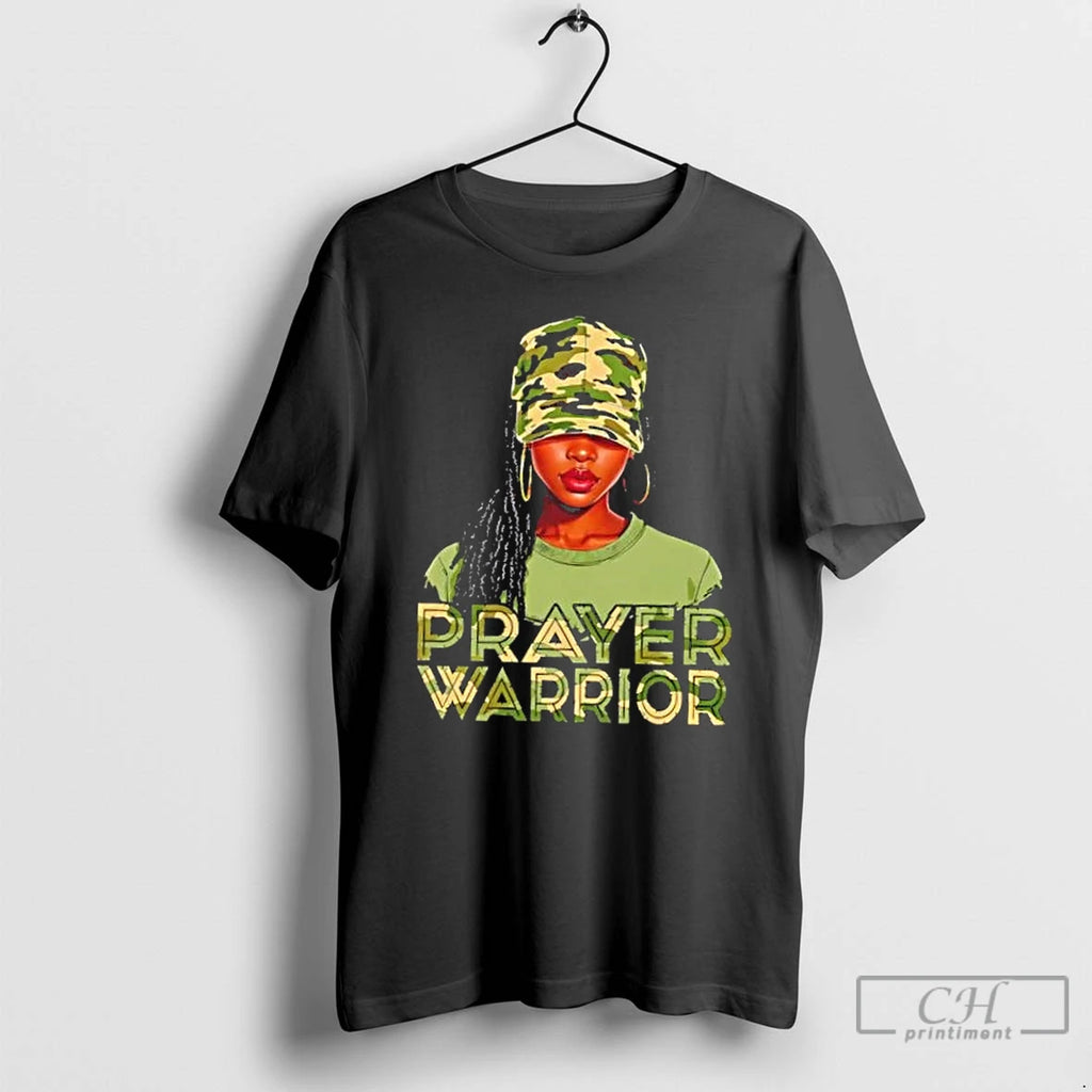 Classic Women Black Camo Prayer Warrior T Shirts Hoodie Sweatshirt | PurePodTees.com