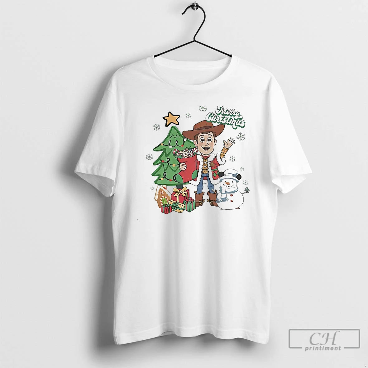Classic Woody Merry Christmas Tree Gifts Snowman White T Shirts Hoodie Sweatshirt | PurePodTees.com