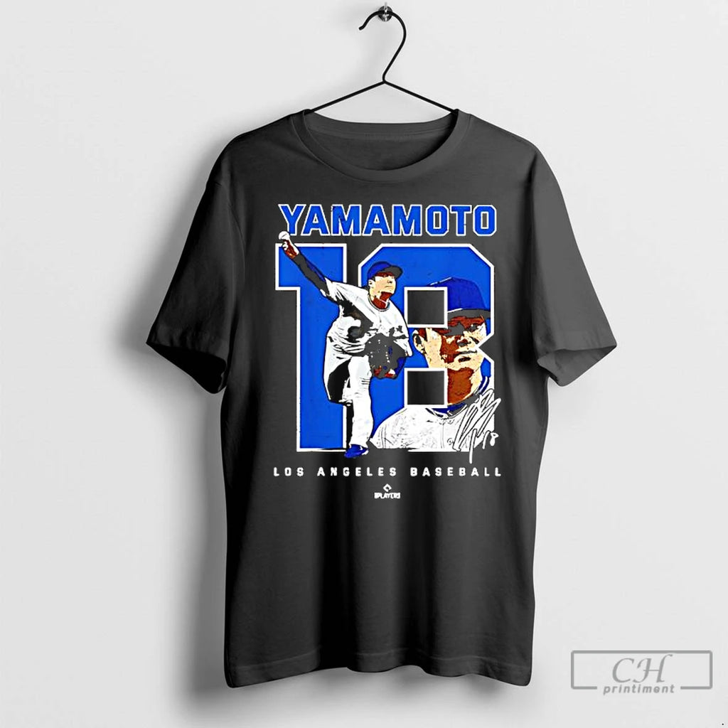 Classic Yoshinobu Yamamoto Caricature Baseball Fan Signature Los Angeles Shirt Hoodie Sweatshirt | PurePodTees.com