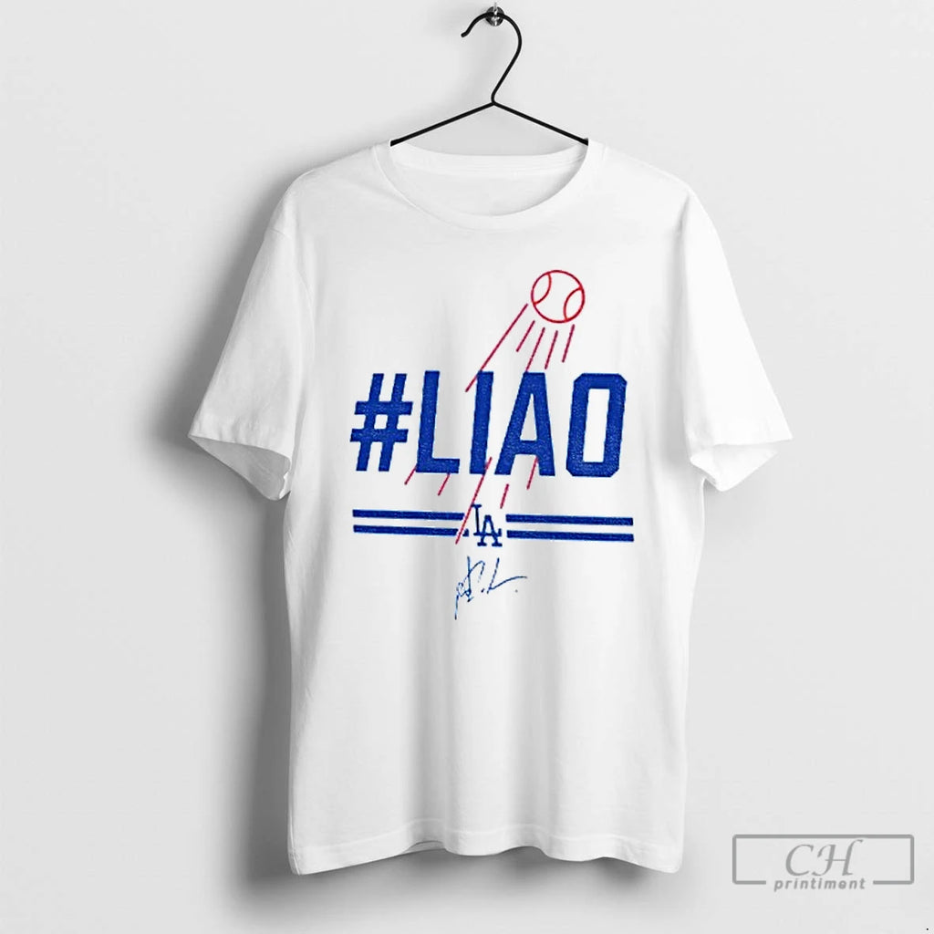 Classic Yoshinobu Yamamoto Liao Signature Dodgers Baseball T Shirts Hoodie Sweatshirt | PurePodTees.com