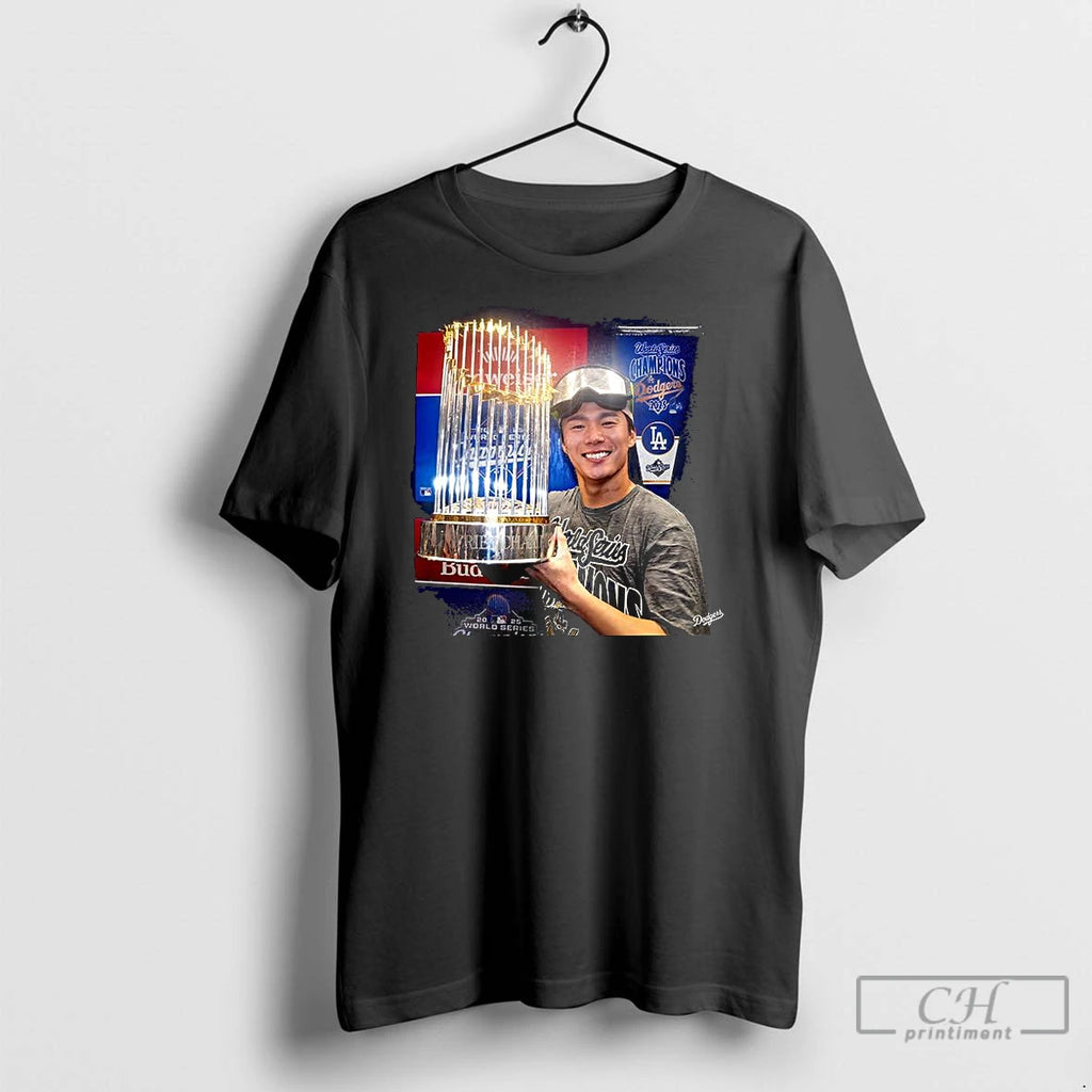 Classic Yoshinobu Yamamoto Los Angeles Dodgers World Series 2025 Champions Trophy Shirt Hoodie Sweatshirt | PurePodTees.com