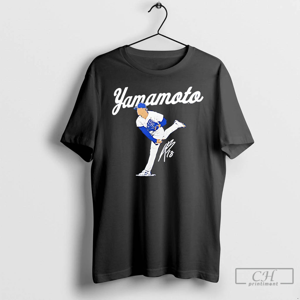 Classic Yoshinobu Yamamoto Signature Los Angeles Dodgers T Shirts Hoodie Sweatshirt | PurePodTees.com