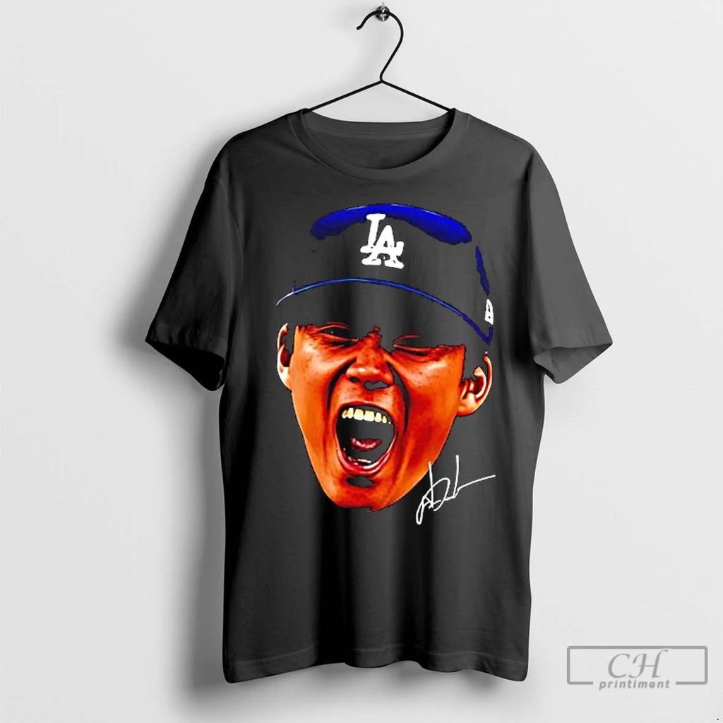 Classic Yoshinobu Yamamoto The Los Angeles Dodgers Face Signature Shirt Hoodie Sweatshirt | PurePodTees.com