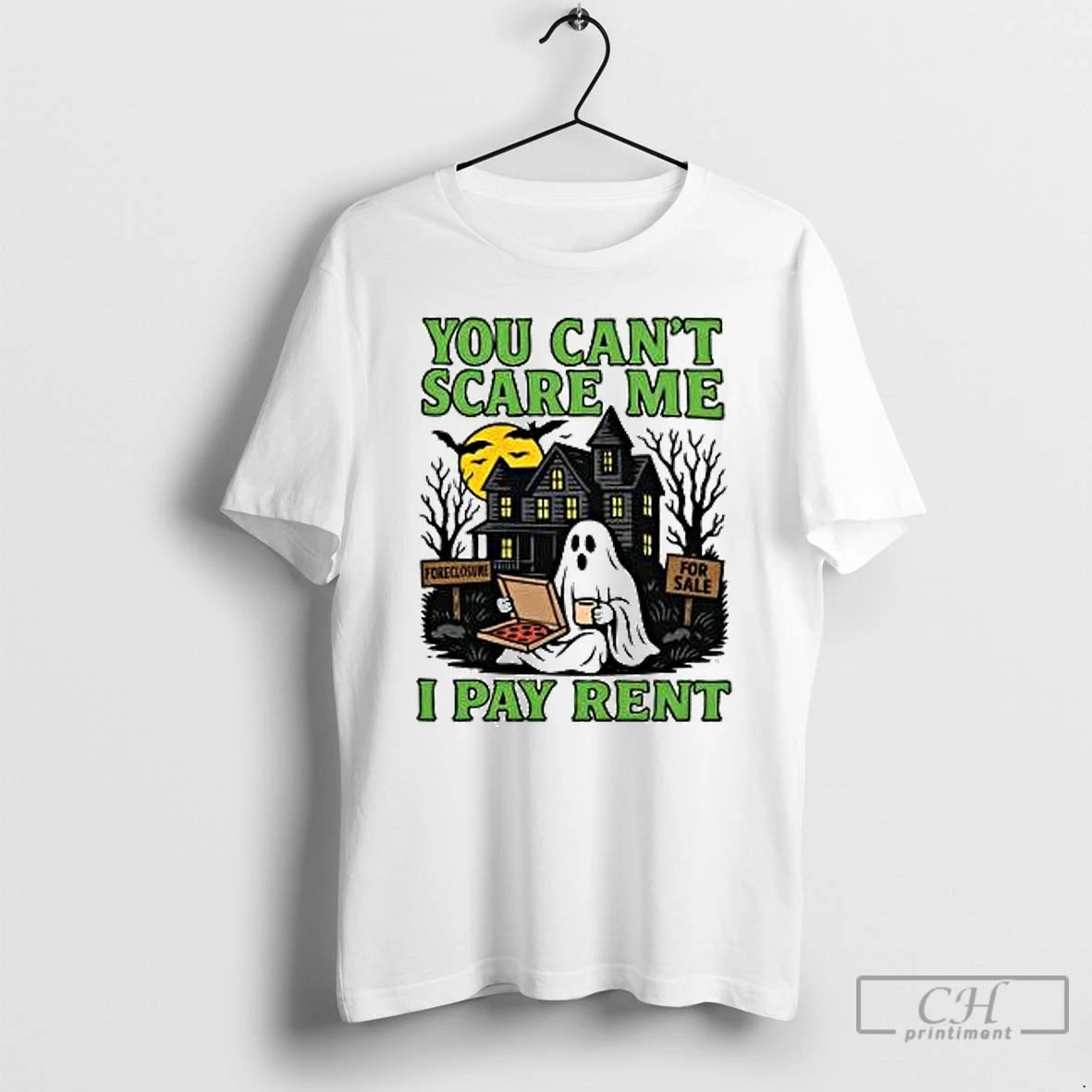 Classic You Cant Scare Me I Pay Rent Ghost Halloween T Shirts Hoodie Sweatshirt | PurePodTees.com