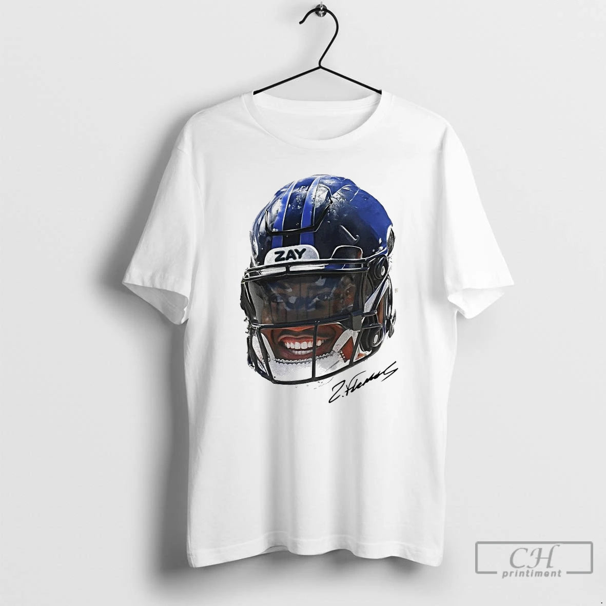 Classic Zay Flowers Signature Football Portrait T Shirts Hoodie Sweatshirt | PurePodTees.com